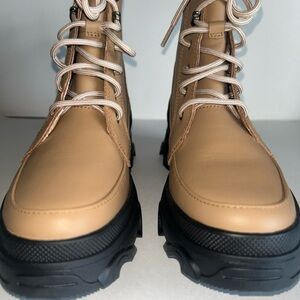 Sorel Beige Lace-Up Combat Boots